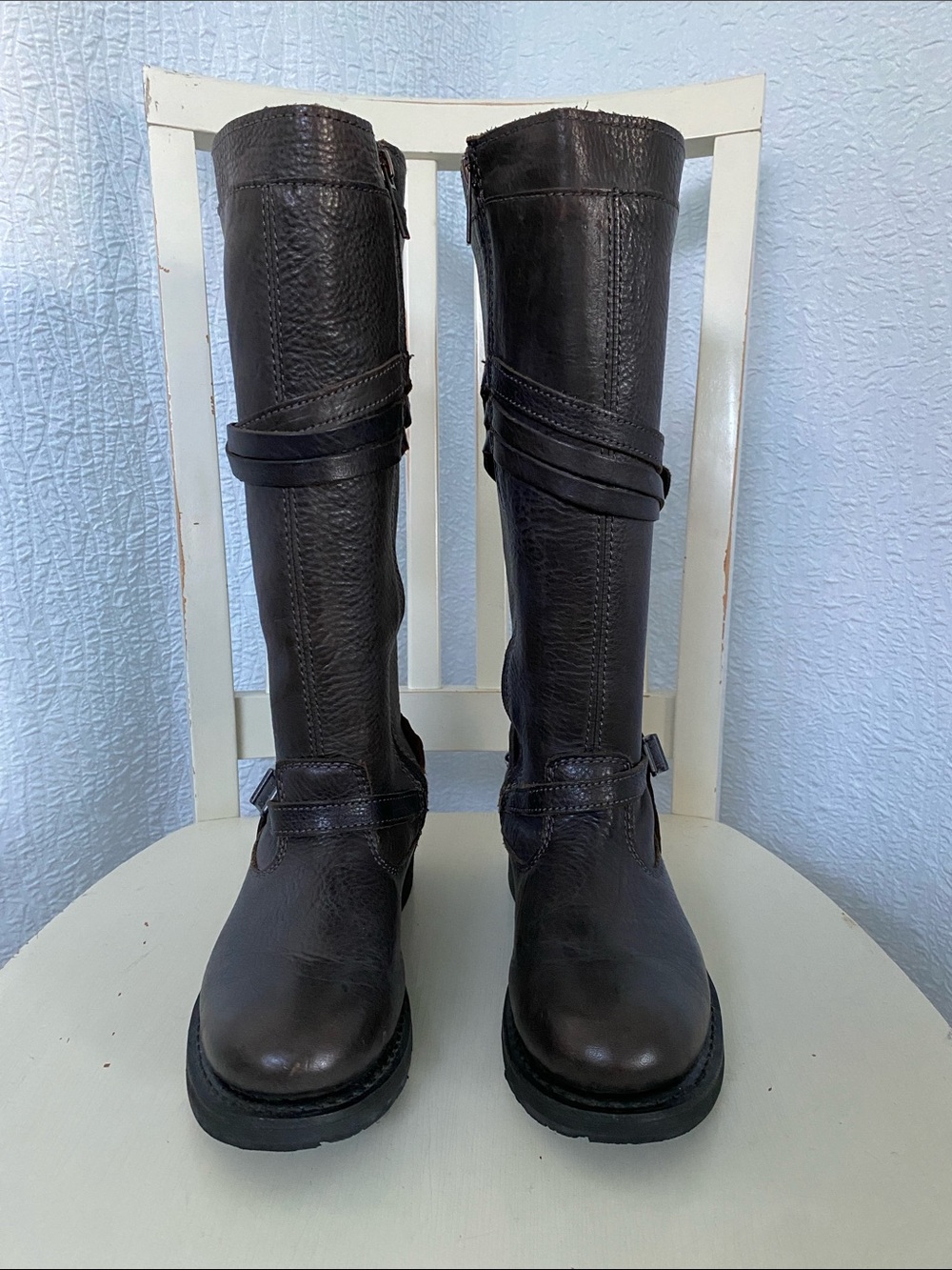 Harley-Davidson Gray Over-the-Knee Leather Riding Boots